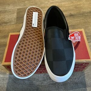 Vans Men's Black Checkered Slip-On Sneakers